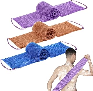 VIKSAUN 3 Pieces Exfoliating Net African Sponges Bath Sponge Exfoliating Body Scrubber Shower Scrubber Skin Smoother Nylon Scrub Bath Towel for Women Men Shower or Stocking Stuffer (3 pcs)