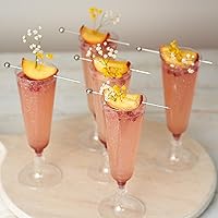 Vista 7 de MATANA 50 copas de champán de plástico de 5 onzas con purpurina plateada, resistentes y reutilizables, cócteles, prosecco, mimosa, copas de tostado