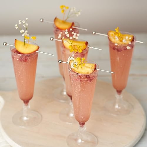 Miniatura 7 de MATANA 50 copas de champán de plástico de 5 onzas con purpurina plateada, resistentes y reutilizables, cócteles, prosecco, mimosa, copas de tostado