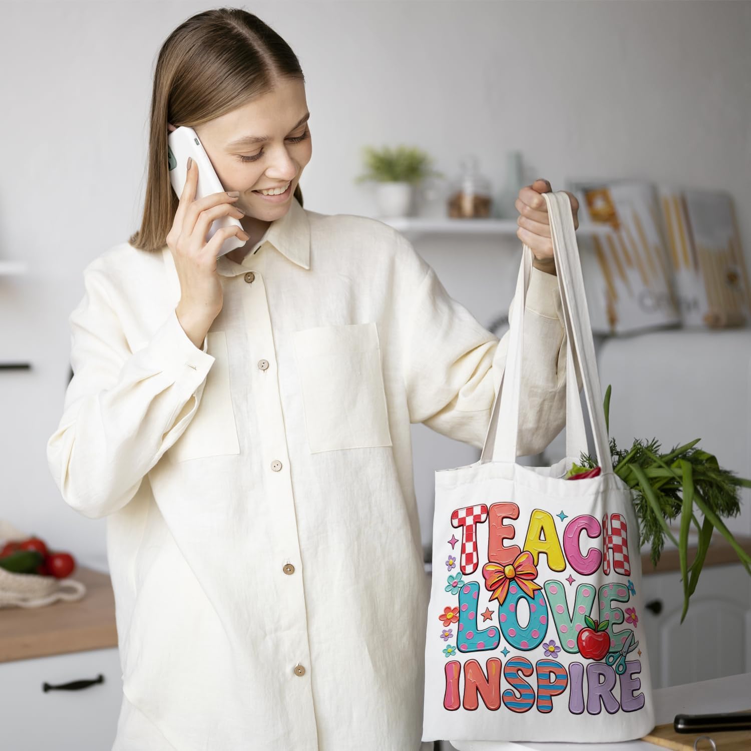 Chicimln Teacher Appreciation Gifts Tote Bag, Kindergarten Preschool Teacher Gifts Canvas Tote Bags