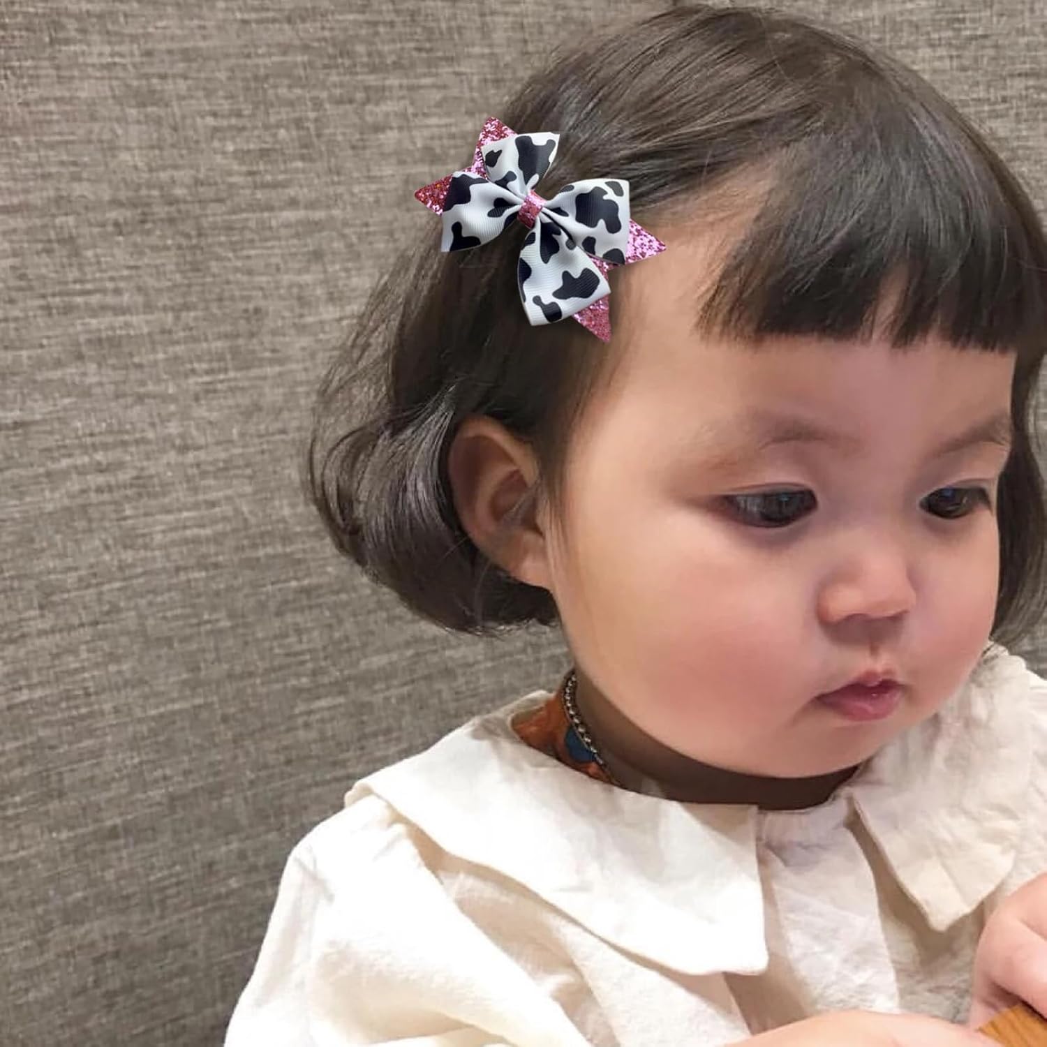 2Pcs Cow Print Hair Bow Clips for Girls,Cute Moo Cow Hair Barrettes Hand-made Grosgrain Ribbon Hair Bows Pink Cow Bow Alligator Clips Hair Accessories for Toddlers Baby Little Girls Kids Teens - Image 5