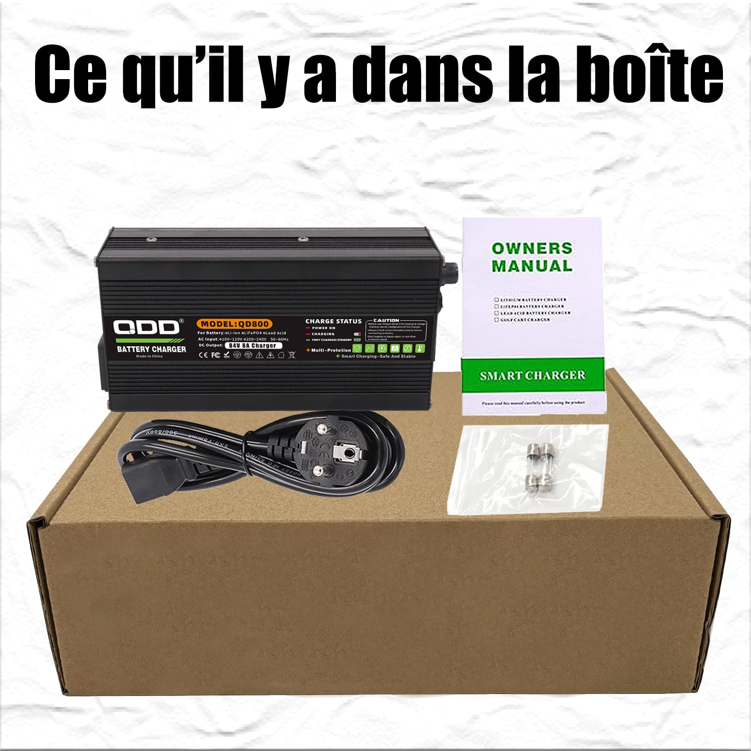 QDD Chargeur 72V 8A Chargeur de Batterie au Plomb 82,8V pour Batterie au Plomb 72V avec Prise CC C13 N+L-