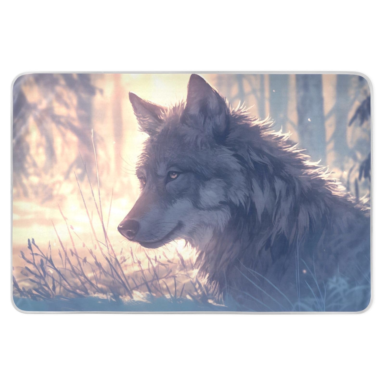 CEBUGI 34” x 52”Washable Underpads Heavy Absorbency Waterproof Incontinence Bed Pads Wolf Pee Pads for Adults Kids and Baby