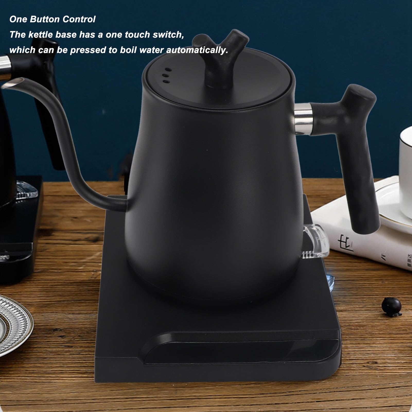 Hervidor Eléctrico con Cuello de Cisne de 1000 W, Calentamiento Rápido, Acero Inoxidable, Capacidad de 800 Ml con Vertido Preciso, Ideal para Preparar té y café (Enchufe europeo