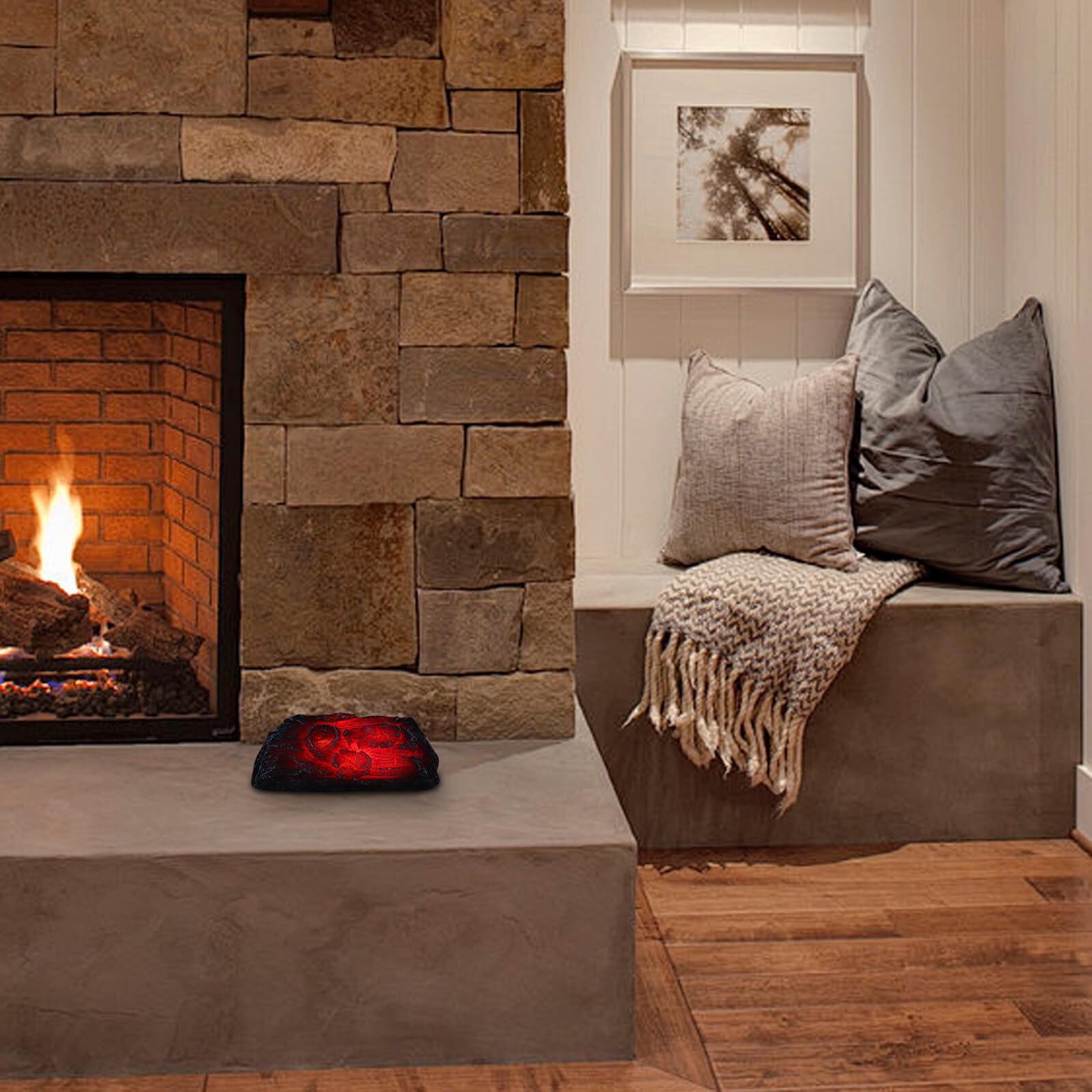 Ceppi per Caminetto Elettrico Luce LED Effetto Fiamma Artificiale 3D, Tronchi Decorativi Senza Fiamma per Decorazioni Interne Sicure, Atmosfera Accogliente per Soggiorno e Natale