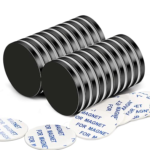 MIKEDE Imanes fuertes, paquete de 20 imanes fuertes resistentes de neodimio negro con adhesivo de doble cara para manualidades, potentes imanes de