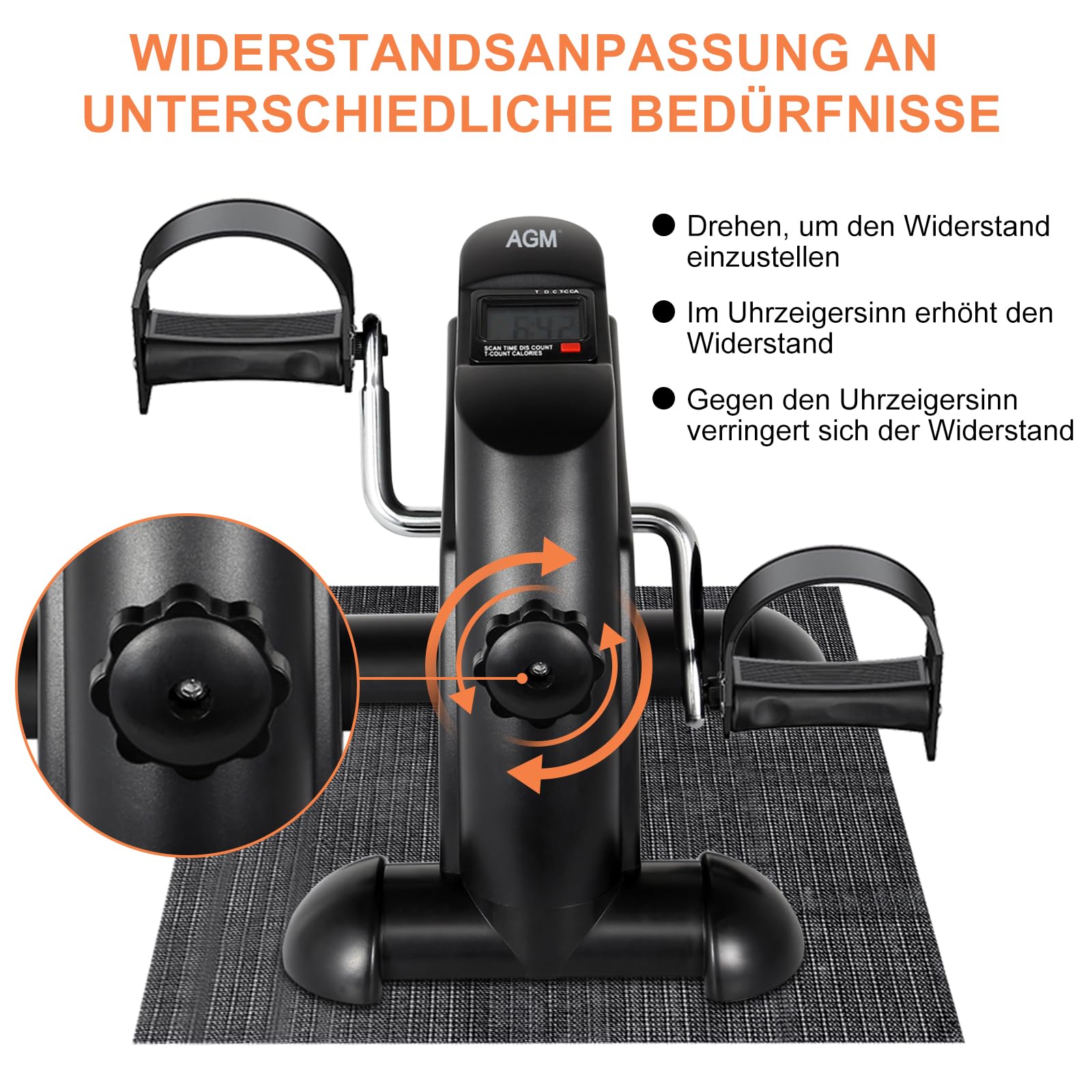 AGM Mini Fitnessbike für zuhause, Arm und Beintrainer Heimtrainer, Sportgerät Mini Bike, Hometrainer Mini Fahrrad Bewegungstrainer Fitnessgerät für Zuhause Büro