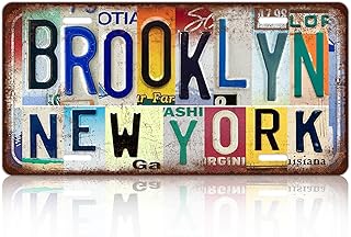 Vintage City License Plate New York Brooklyn Wall Decor Metal Tin Sign for Bar Garage Room 12 x 6 Inches
