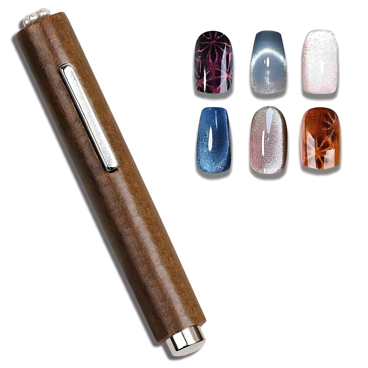 Bolt Bee 3 in 1 Wooden Nail Magnet, Multifunctional Cat Eye Gel Polish Magnetic Pen, Dark Brown, 3D Magnetic Stick for Home DIY, Salon, Studio (Brown)-image-26