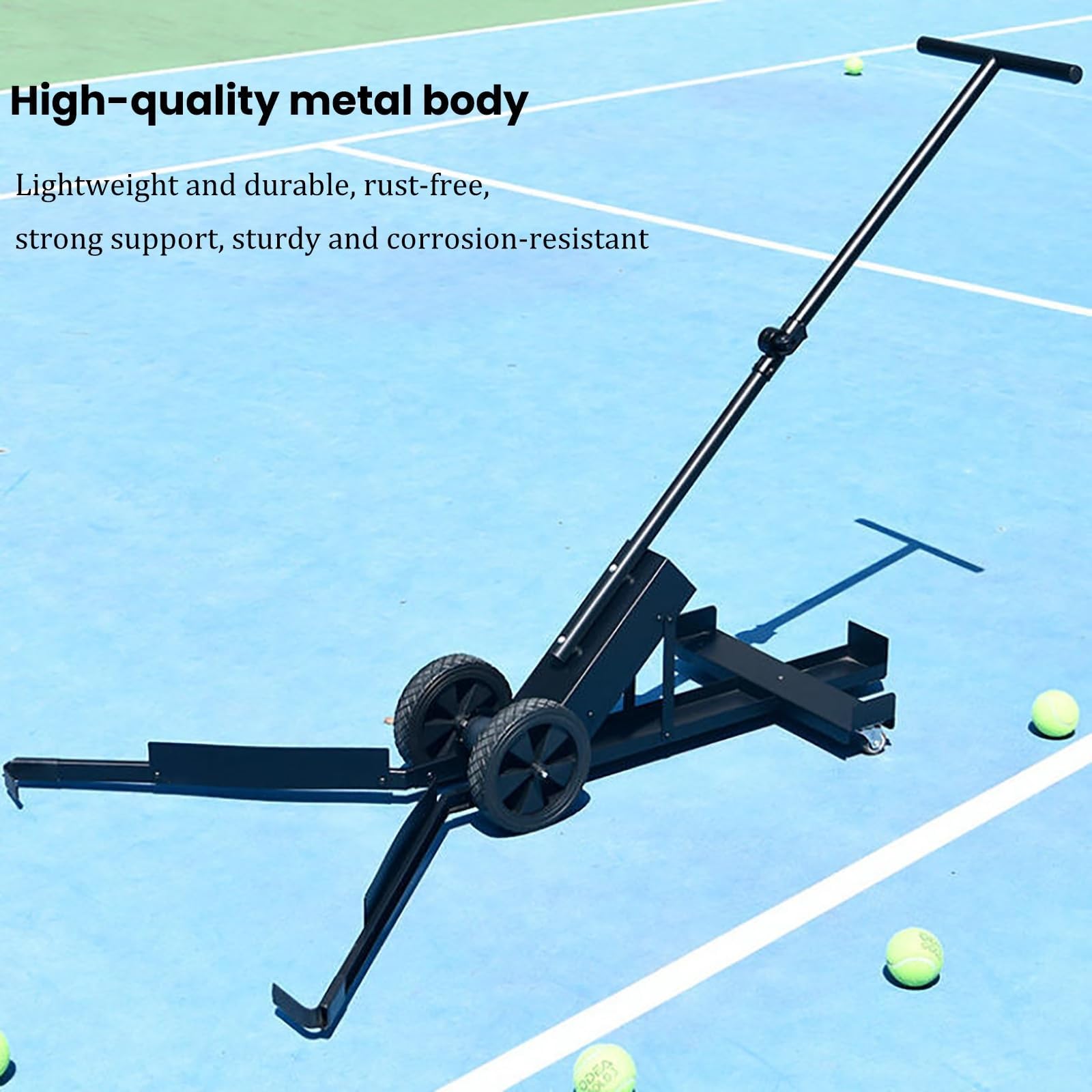 Tramogge for Palline da Tennis Carrello Raccoglitore di Palline da Tennis, Contiene 120 Palline, Supporto for Palline da Pickleball, Maniglia Pieghevole, Ruote girevoli Lisce, Borsa for Palline