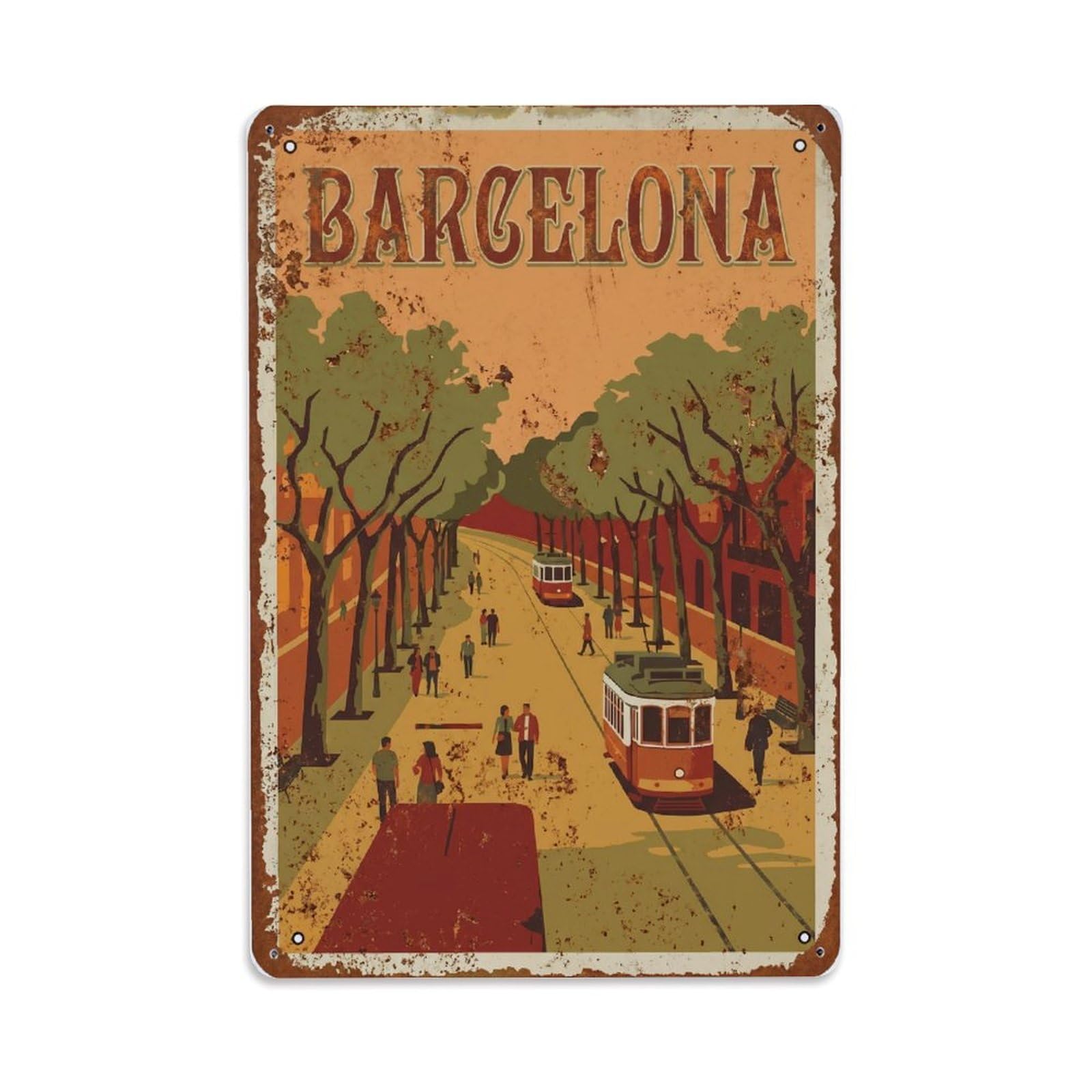 Vintage Travel Esplanades Spain Grand Metal Tin Sign Plaque Wall Decor for Cafe, Club Bar, Office, Home Garden Metal Poster 8x12Inch