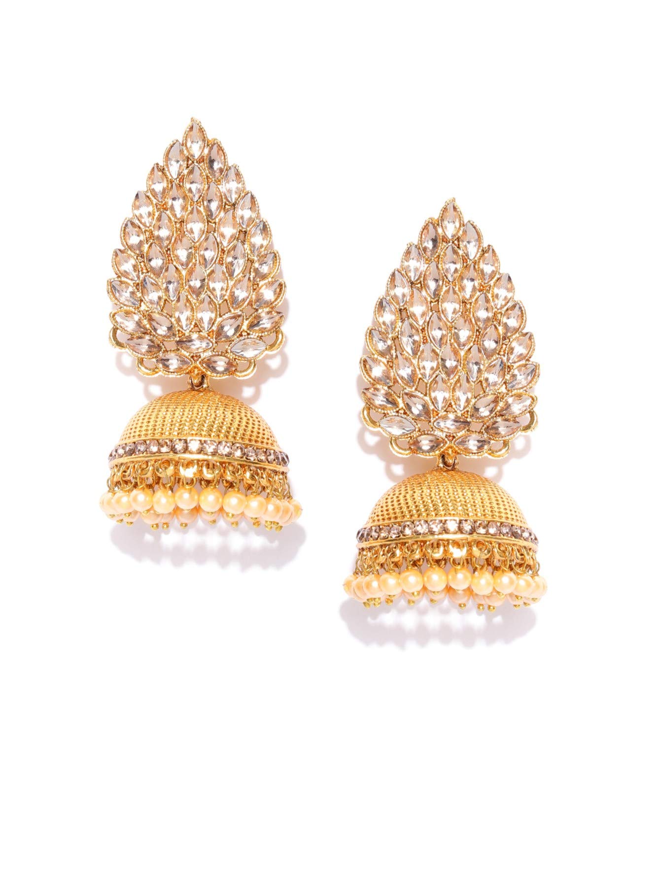 Priyaasi Gold Plated Kundan Leaf Jhumka Earrings (B07VDXQ484) Amazon Price History, Amazon Price Tracker