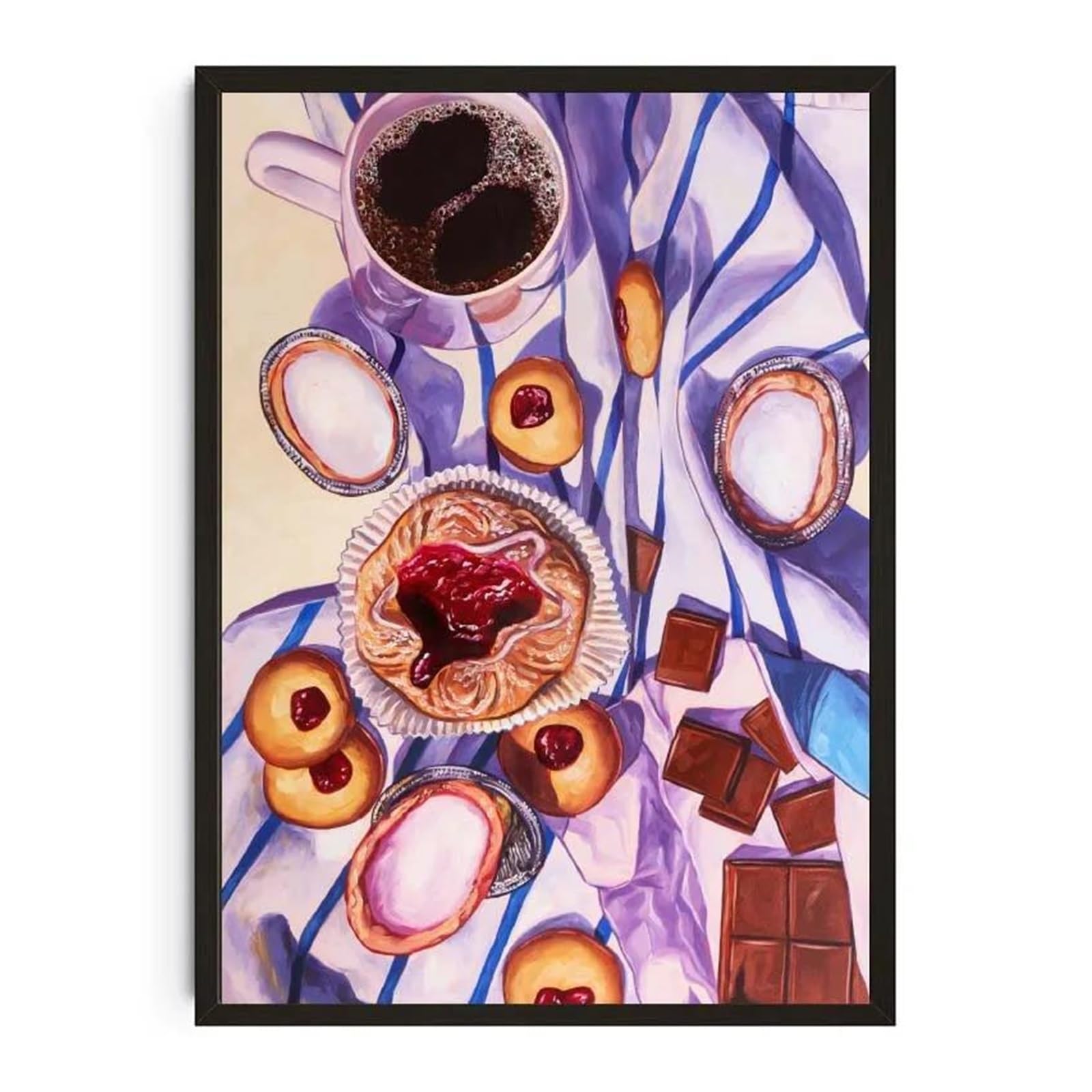 Xenite G Wall Art Canvas Prints Watercolor Dessert Donut Cupcake Donuts Cake Poster Food Prints Cheesecake Canvas Paintin Wall Picture Kitchen Room Decor(,30X40cm)