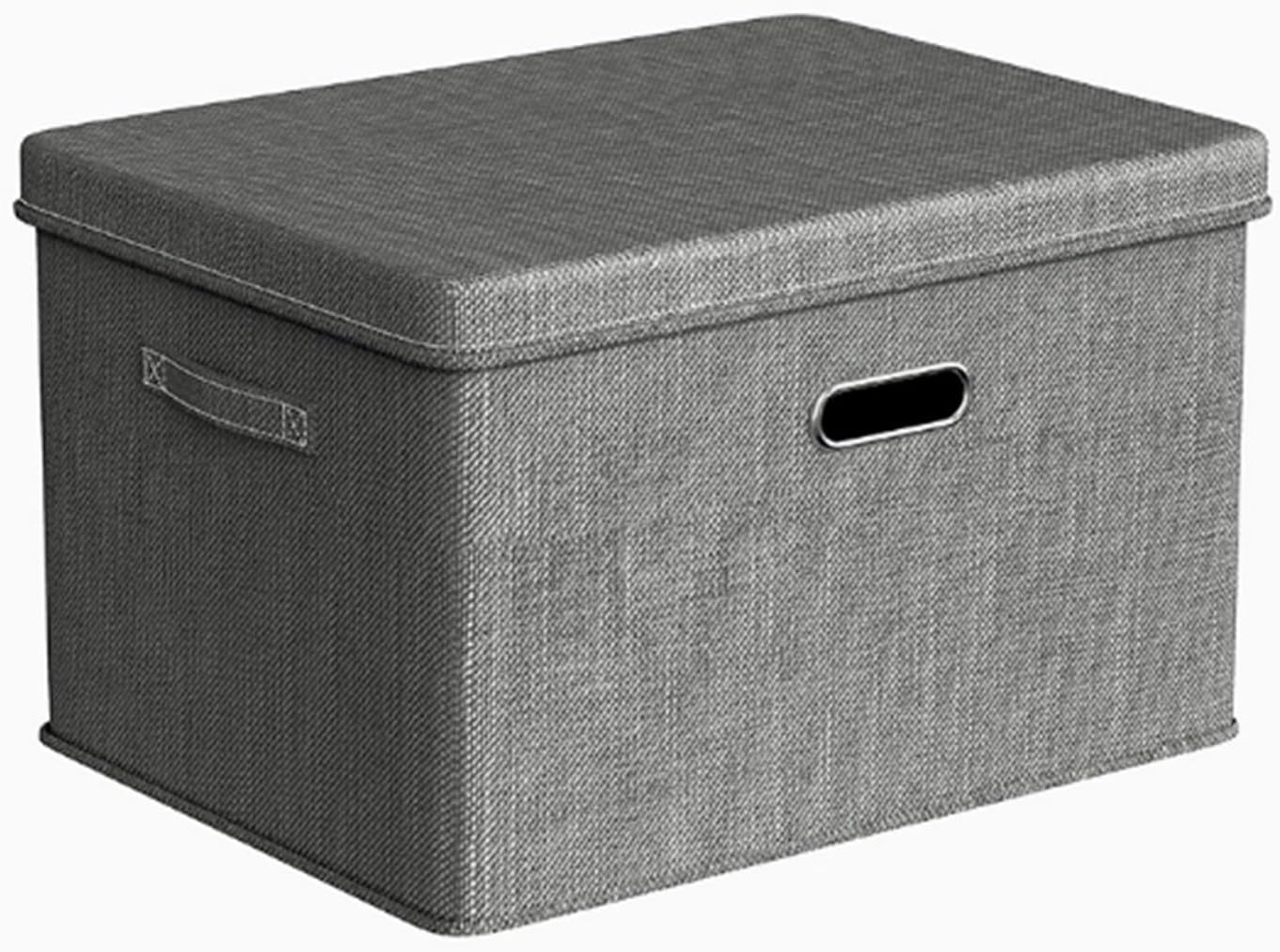 Fabric storage box - cotton and linen clothes storage box with lid - household bedroom toy storage box - clothes that can be folded for storage