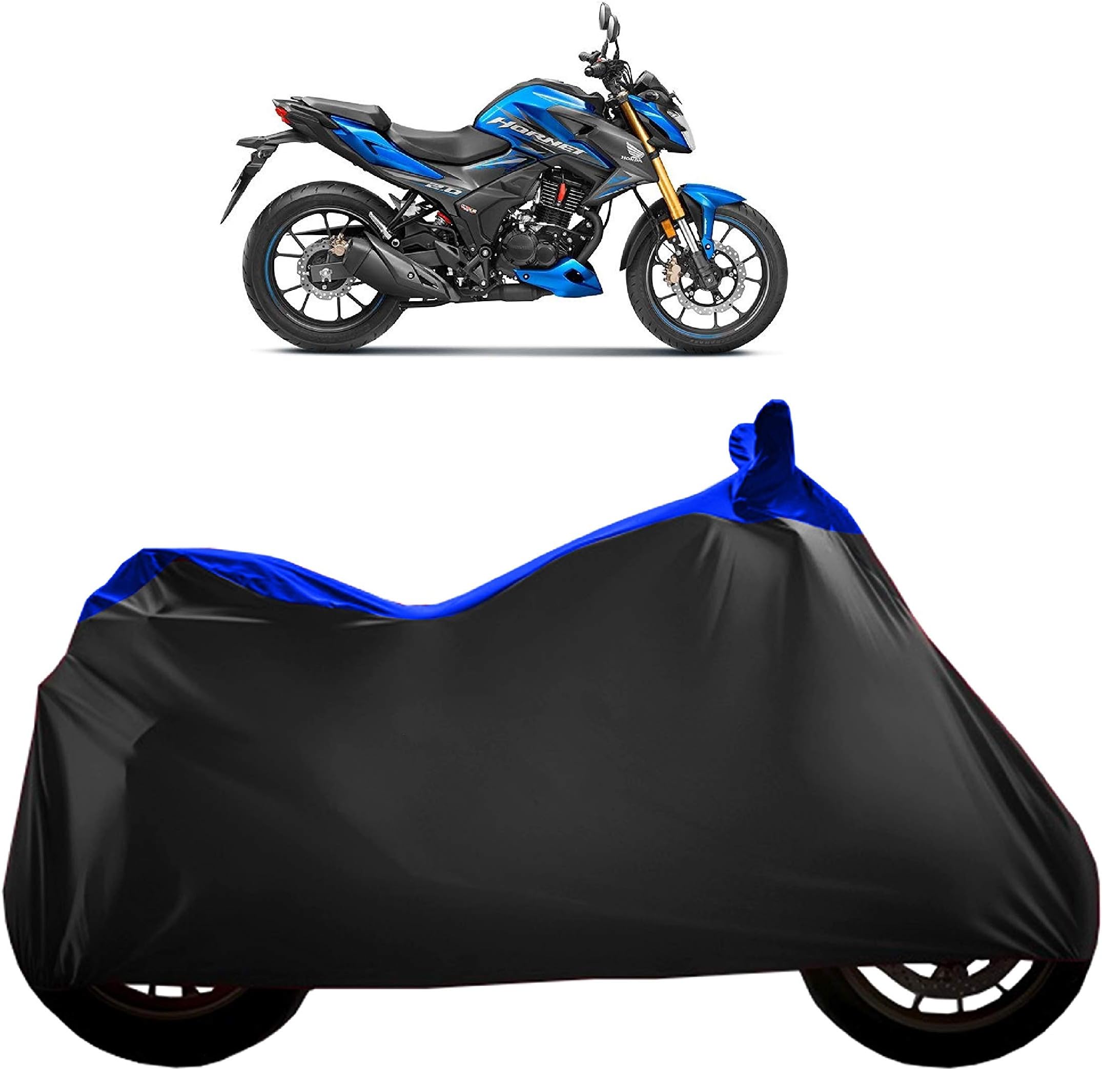 Cover HUB - Hornet 2.0 Bike Cover with Waterproof & Dust Proof Premium Polyester Fabric (Blue Streak) - A Perfect Bike Cover for Honda Hornet 2.0