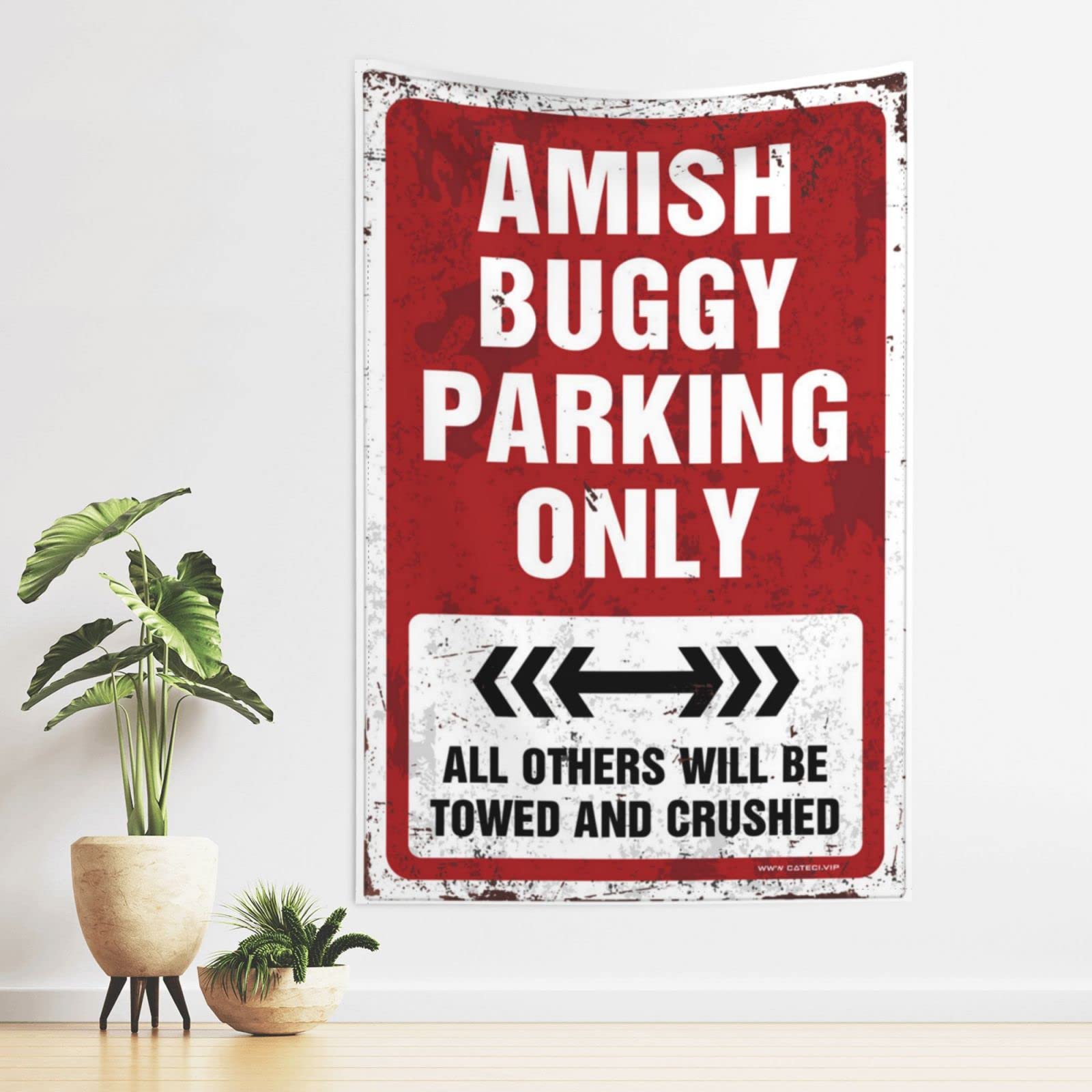 CakJuice Stuff For Boys Room Amish Buggy Parking Only Tapestry Kawaii Room Decor Wall Tapestry Large (Size : 75X100CM)