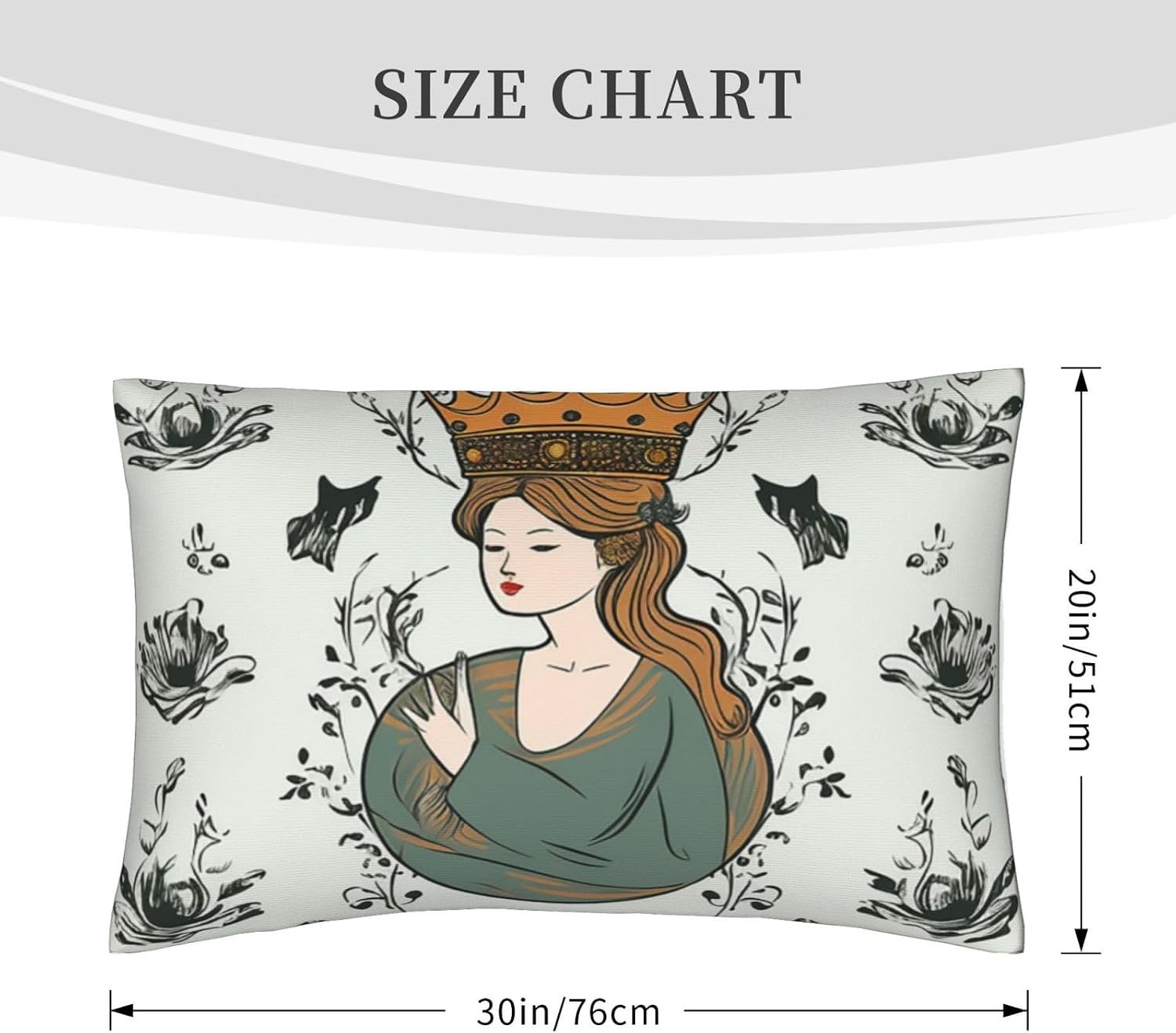 2 Pack Queen Size Pillow Cases for Hair and Skin, Soft Pillow Case Covers with Envelop Closure, Girl Wearing Crown Pillowcase 20x30 Inches Pillow Covers for Sleeping Gift