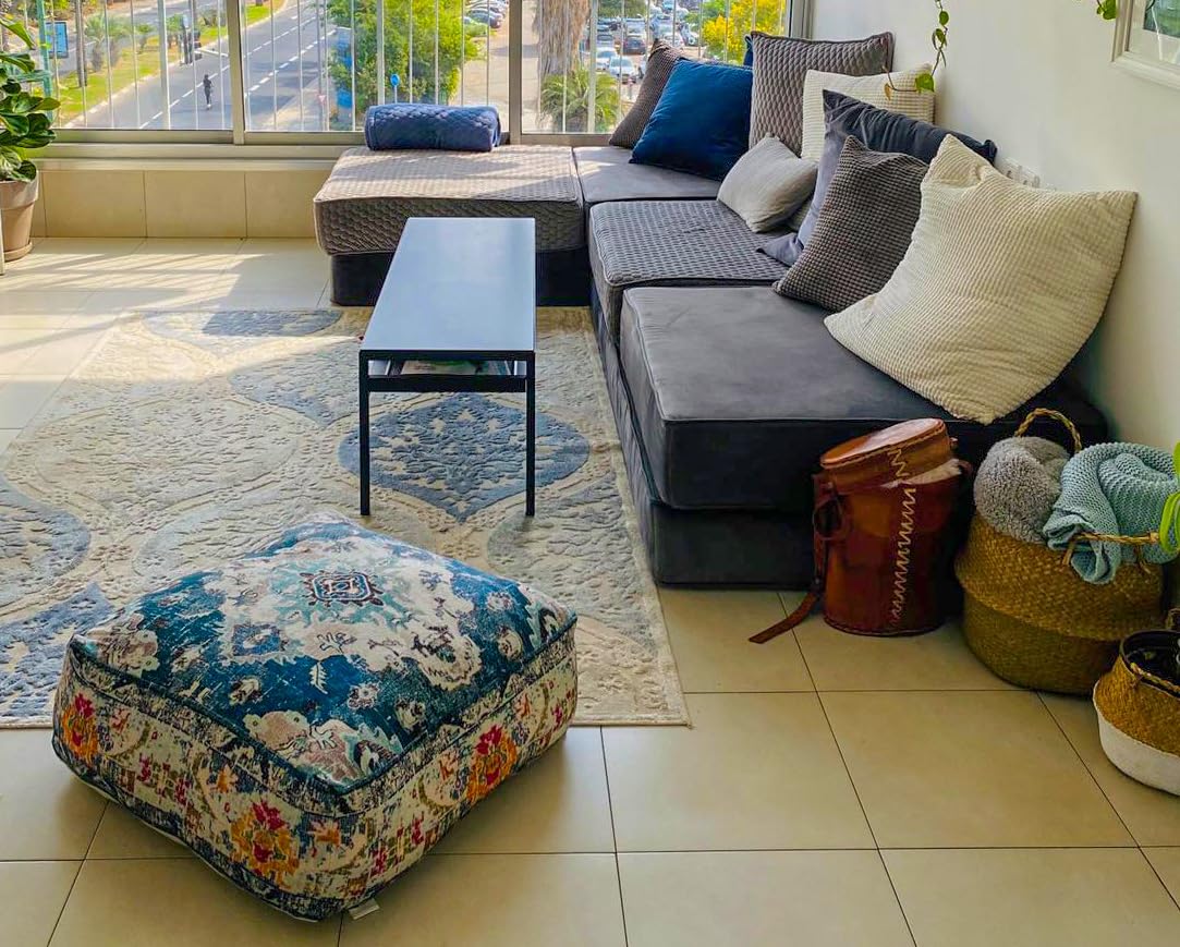 Mandala Life ART Bohemian Yoga Dekor Boden Kissenbezug - 60x20 cm - Quadratisch Meditation Kissenbezug - Bedruckter Baumwollte Hocker