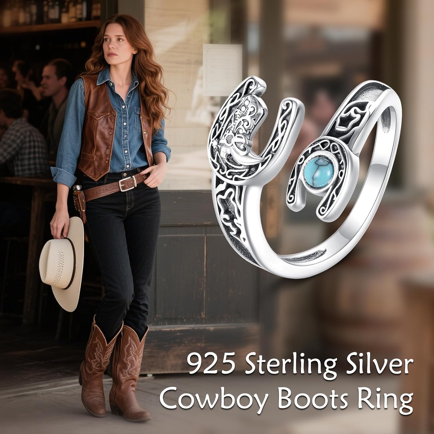 Bee/Horse/Hummingbird Spoon Ring Sterling Silve Vintage Adjustable Gemstone Thumb Ring for Women