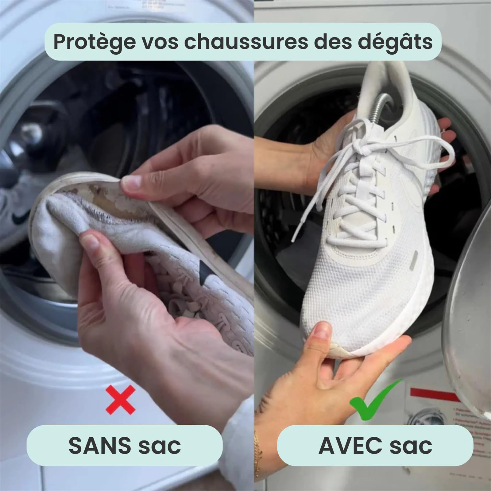 BagIt - Sac de Lavage pour Chaussures 360° avec Fermeture Éclair, Sac pour Machine à Laver, Protection Contre Les Dommages