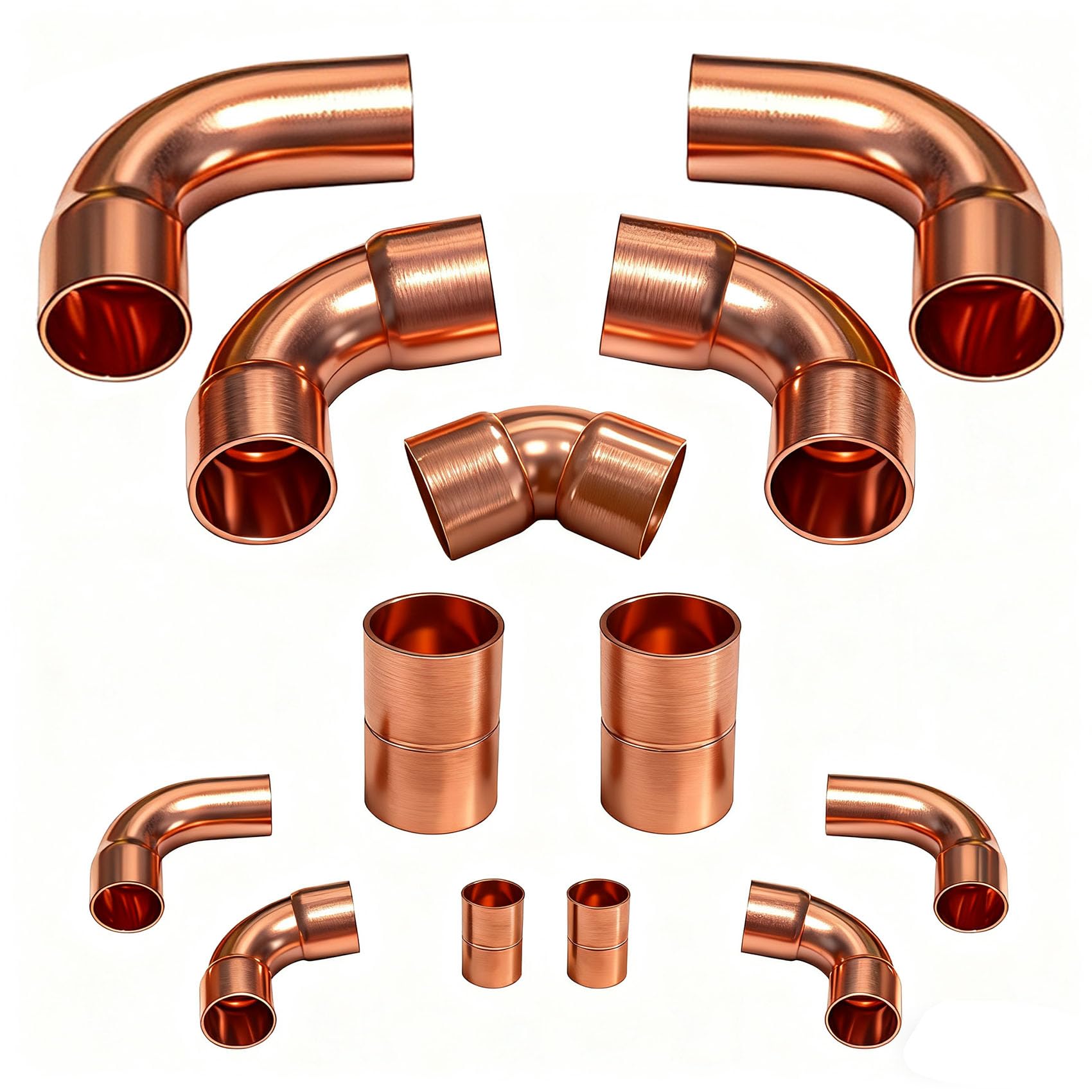 Photo 1 of 3/8 & 7/8 HVAC Copper Fittings Kit, Lines Set Fitting Kit for AC with Copper Pipe Coupling & Elbow, Air Conditioning Refrigeration Liquid & Suction Lines Tubing Pipes for Central/Split A/C Systems