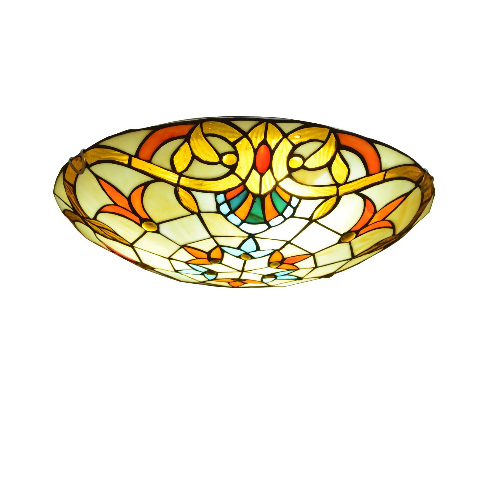 Plafonnier Tiffany baroque verre teinté vintage luminaire couloir chambre