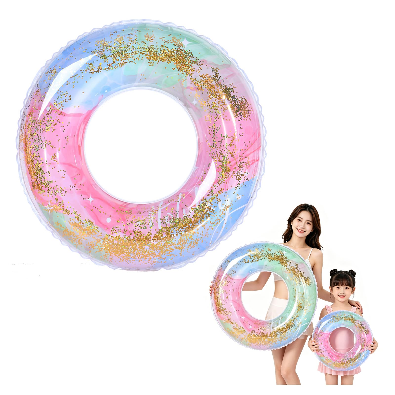 雲見 浮き輪 うきわ 子供用 大人用 60 70 80 90 O型 スイミング 浮具 強い浮力 可愛い 浮き 輪 グリッター 夏休み 日光浴 強い浮力 男の子 女の子 兼用 プール 水遊び お風呂 ビーチ 海水浴 アームリング 夏対策