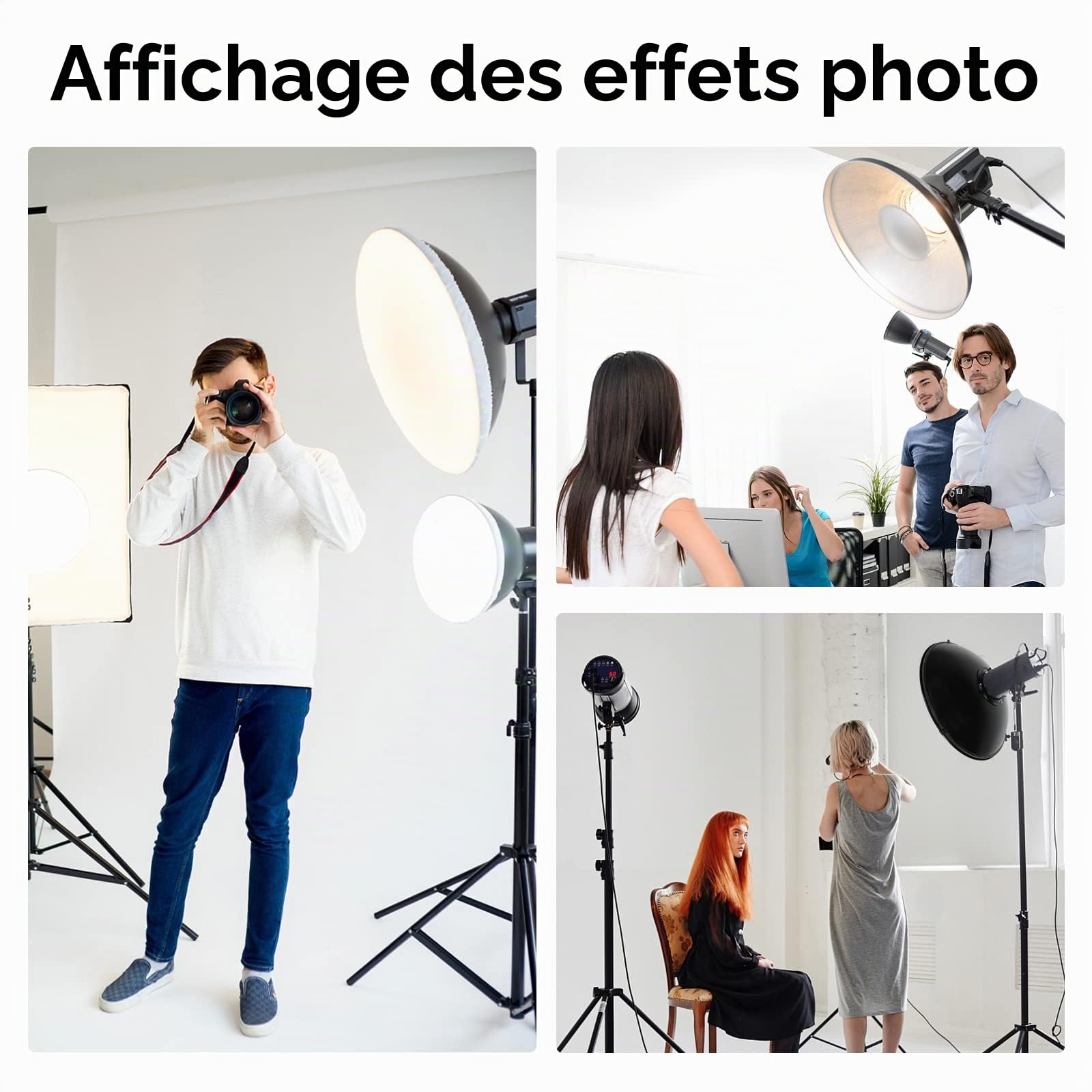 Soonpho Beauty Dish avec réflecteur Standard de 22 Pouces / 55 cm avec Grille à nid-d'abeille, chaudière diffuseur Blanc et Sac, pour lumière Flash Stroboscopique par Studio avec Montage Bowens