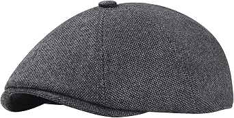 Mens Wool Blend Newsboy Cap Adjustable Gatsby Ivy Newsies Cabbie Hat Classic 8 Panel Tweed Flat Winter Hat