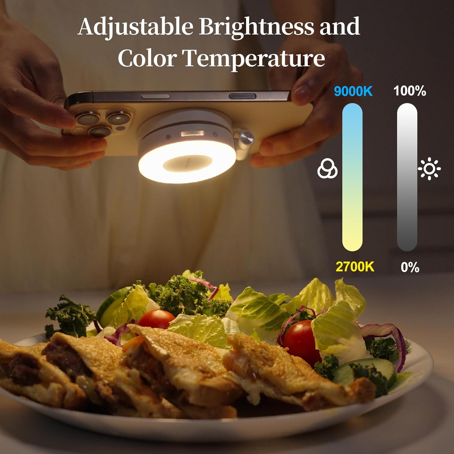 18mm Wide Angle Lens with Magnetic Selfie Light for iPhone Samsung and Android Smartphone, Includes 17mm Thread Universal Phone Lens Clip and Black Portable Bag