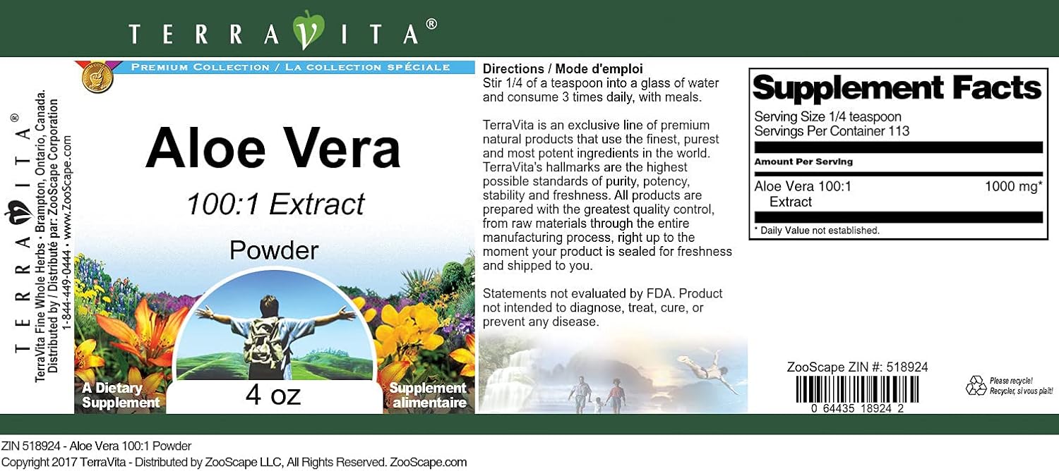 Aloe Vera 100:1 Powder (4 oz, ZIN: 518924)