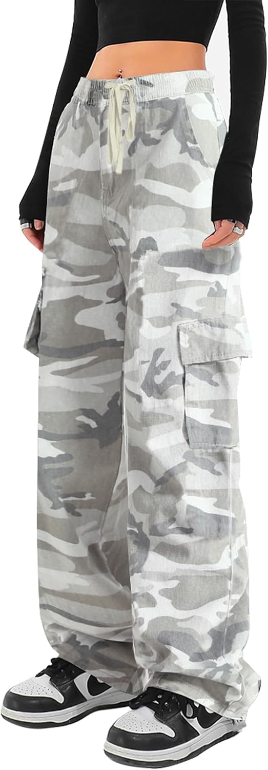 Oversized Camo Camouflage Pants For Girls MotoGirl Lara Cargo
