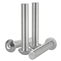 Vista 11 de Tornillo de 1/4-20 x 1-1/4 pulgadas, tornillos de cabeza de botón, acero inoxidable 304 (18-8), rosca completamente a máquina, unidad hexagonal