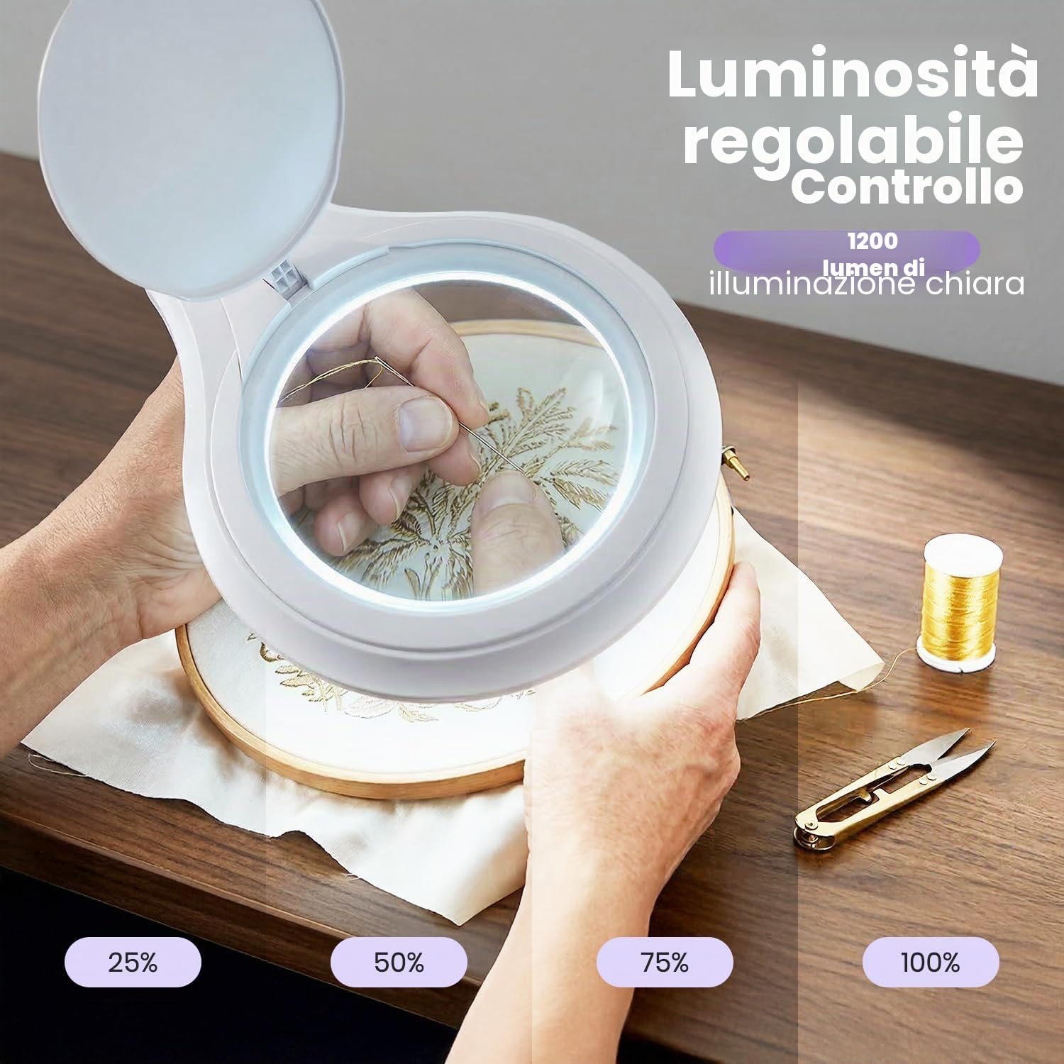 Neatfi (Nuovo Modello) 1.200 lumen Super LED lampada con morsetto, dimmerabile, lente da 13 cm, 60 LED SMD, braccio regolabile (Bianco, 8 Diottrie)