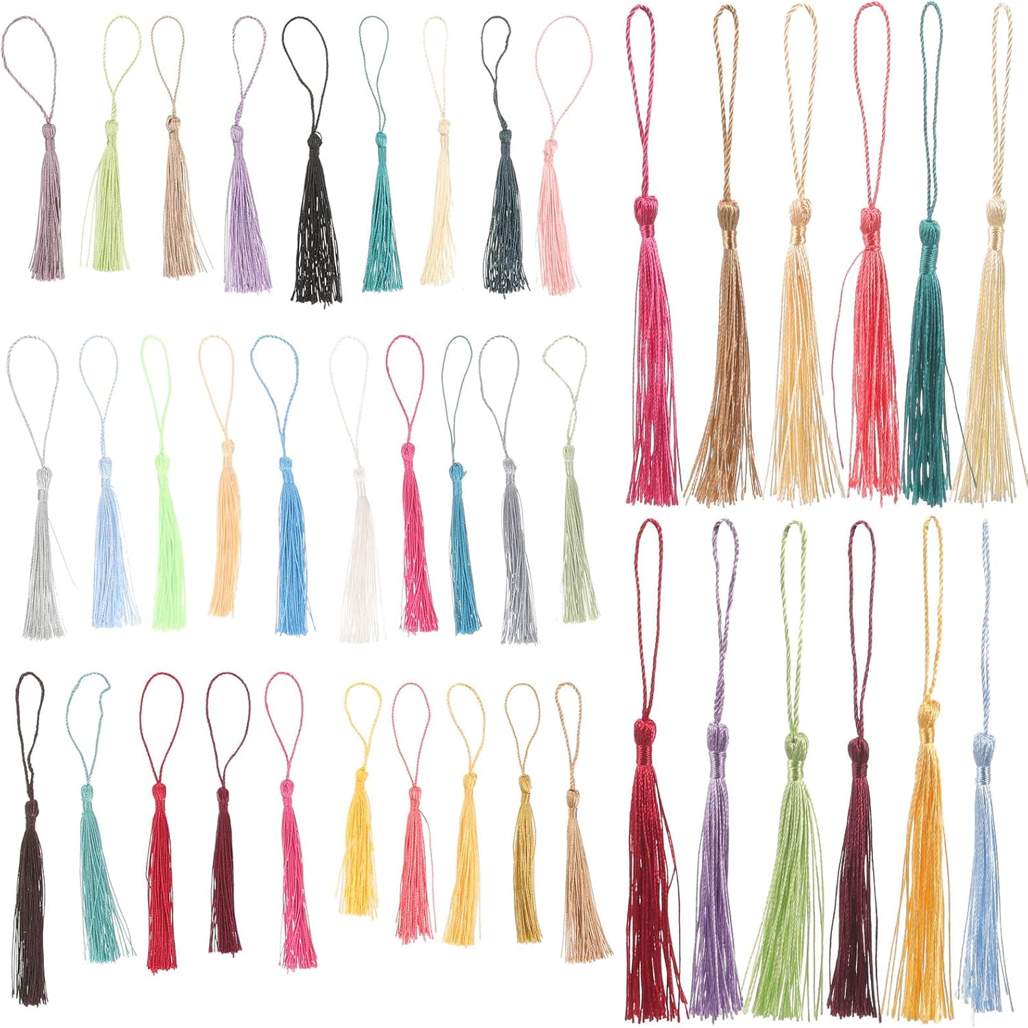 120pcs Mini Cloth Tassels for Bookmarks and DIY Craft Hanging Accessories, Chinese Style Small Tassel Ornaments for Sewing and Decoration