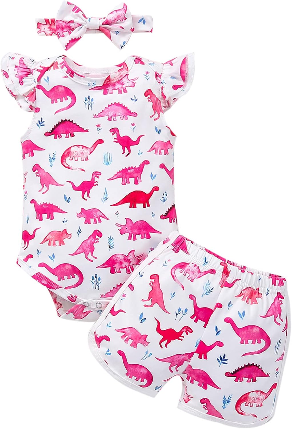 YIRONGWANG Newborn Baby Girls Clothes Romper Shorts Set Summer Bodysuit Jumpsuit 0-18M 3pcs: Clothing