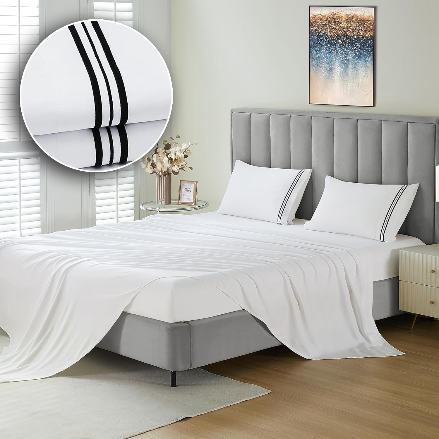 Microfiber Easy Fit Twin Size Bed Sheet Set Extra Soft Deep Pockets Luxury Hotel 3 Piece Set Bed