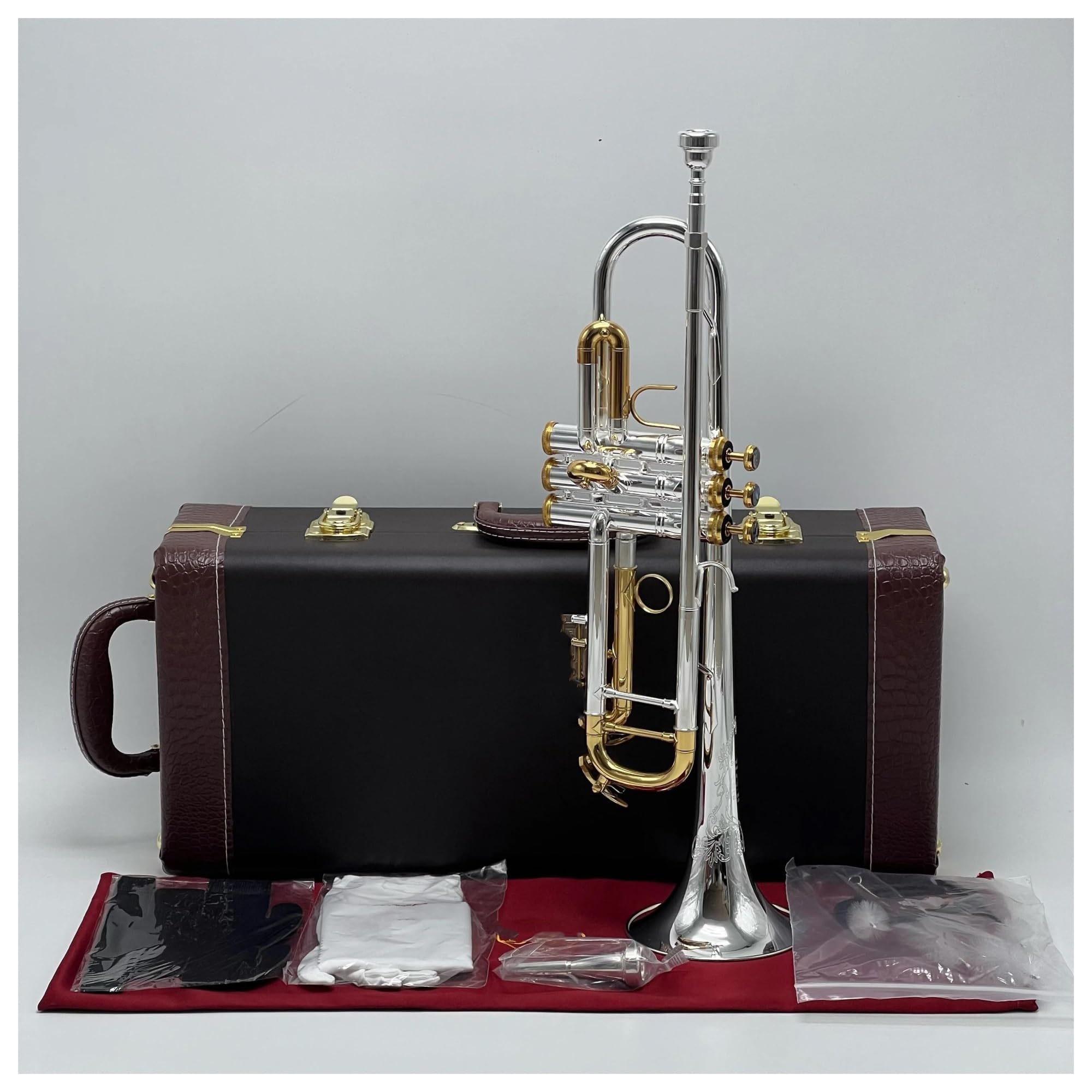 Trąbki Trąbka płaski instrument muzyczny z mosiądzu studenckiego wykwintny i trwały instrument muzyczny z ustnikiem