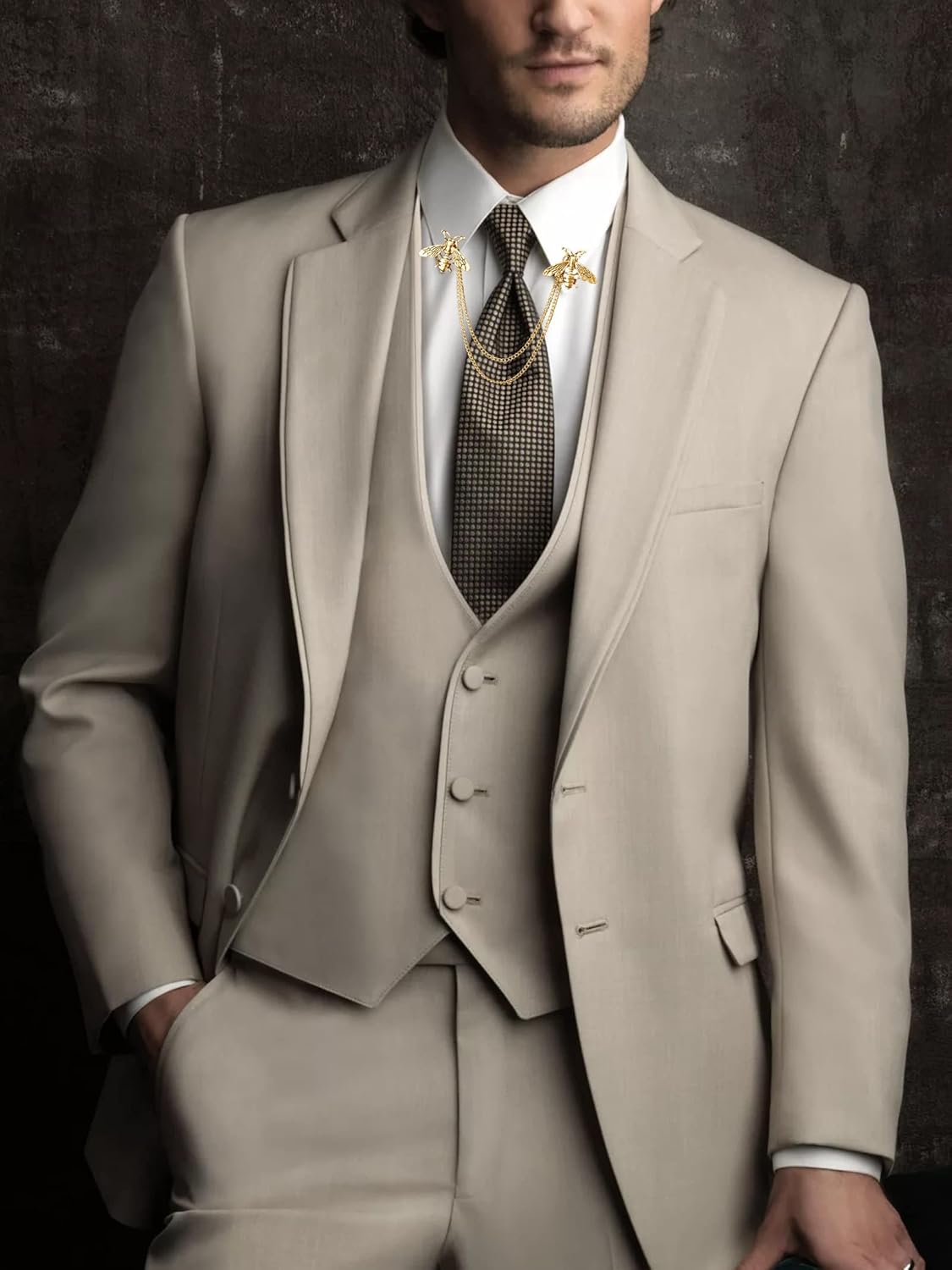 ラペルピン ラインストーンラペルピン合金シンプルなタッセルカラーピン衣類アクセサリー タッセルチェーンブローチカラーピン  メンズスーツブローチチェーンタッセルカラーピンラインストーンシャツラペルピン襟アクセサリー 人気商品】Huture メンズブローチスーツ ...