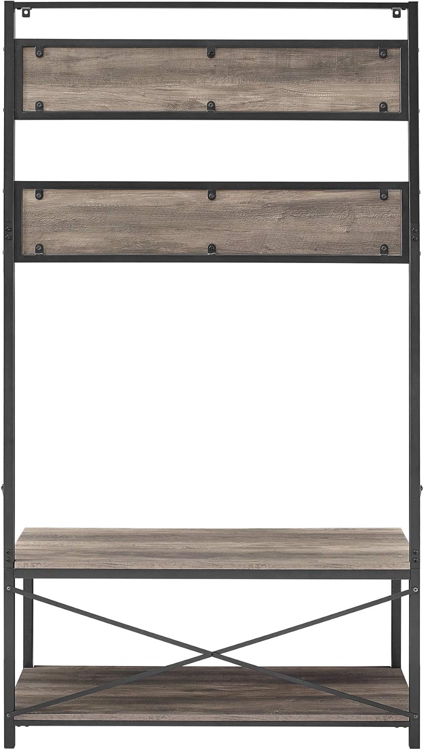 Walker Edison August Modern Farmhouse X Back Hall Tree with Bench, 72 Inch, Grey Wash: Furniture & Decor