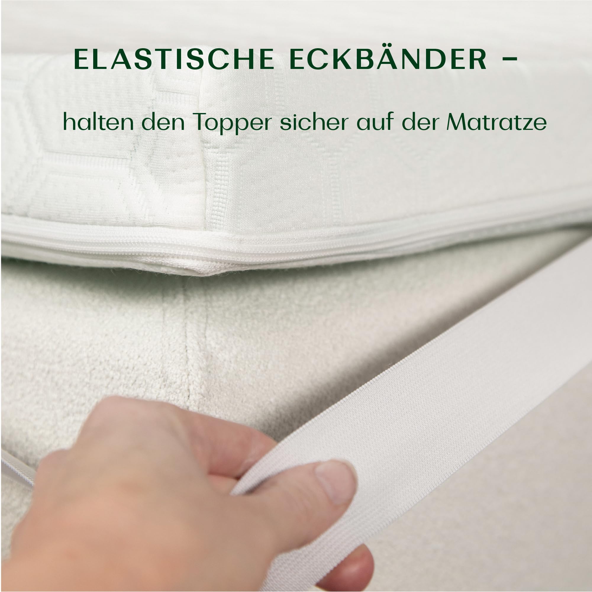 Wendre Topper Bezug 180x200 – Passend für 5–7 cm Höhe – 3-seitiger Reißverschluss – Waschbar bei 40°C – Oeko-TEX Zertifiziert – Schutzbezug für Matratzentopper