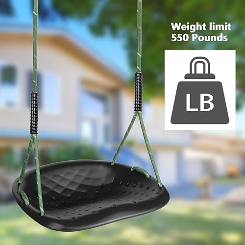Miniatura 3 de Columpio de árbol resistente, asiento de columpio para exteriores de 550 libras de capacidad para adultos y niños, altura ajustable con cuerdas,