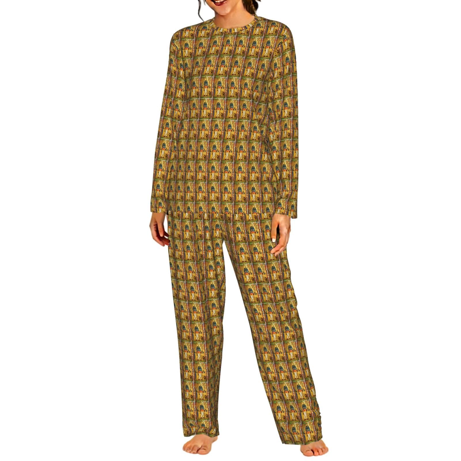 Antico Egitto Tribe Serie Stampa Delle Donne Manica Lunga Abbinamento Pigiama Quotidiano Confortevole Loungewear Abiti Da Notte