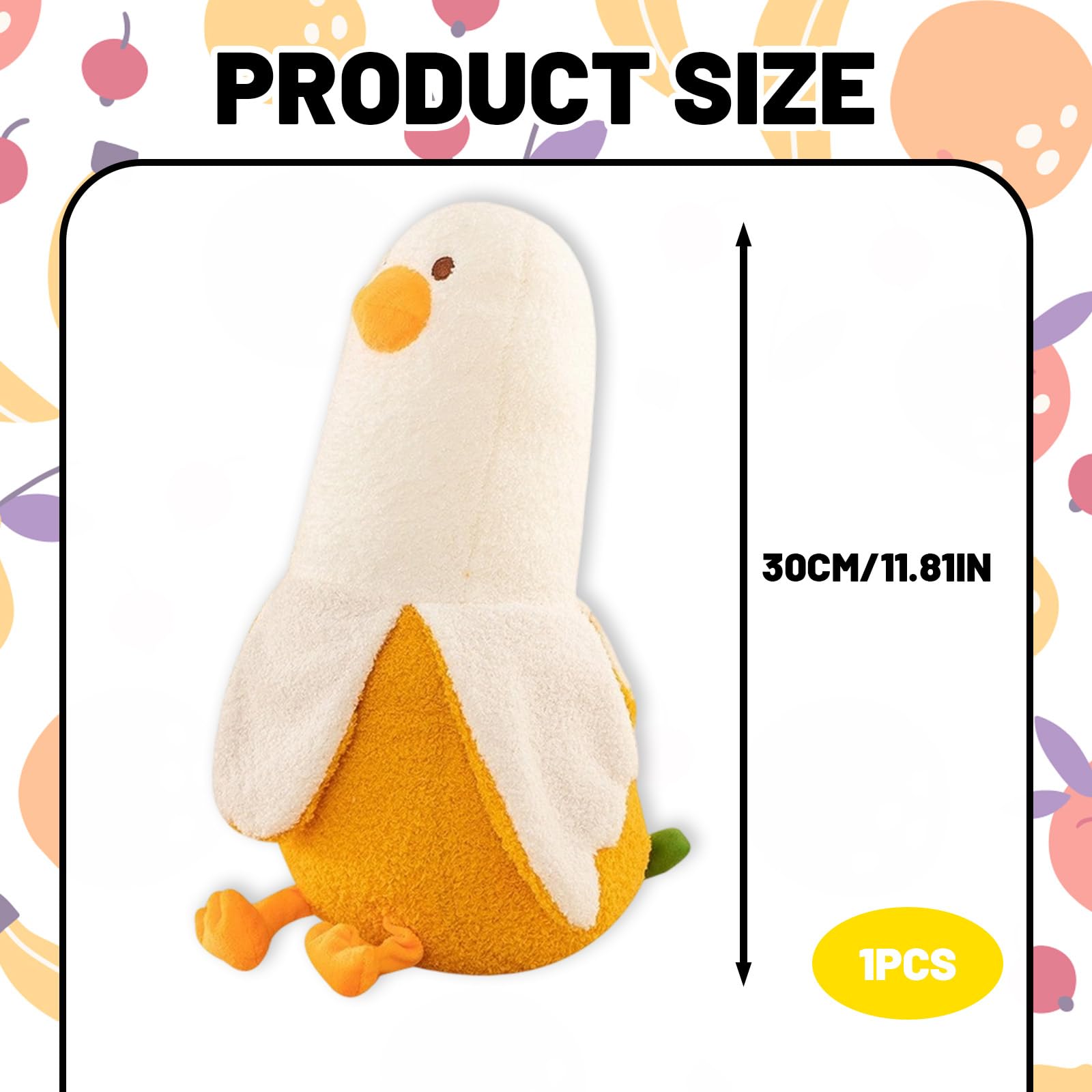 Chicken Banana Duck Plush, Soft Teddy Stuffed Animal for Adults Fun Stress Relief, 30cm Banana Duck Squishmallow for Home Decor Gifts - Image 2