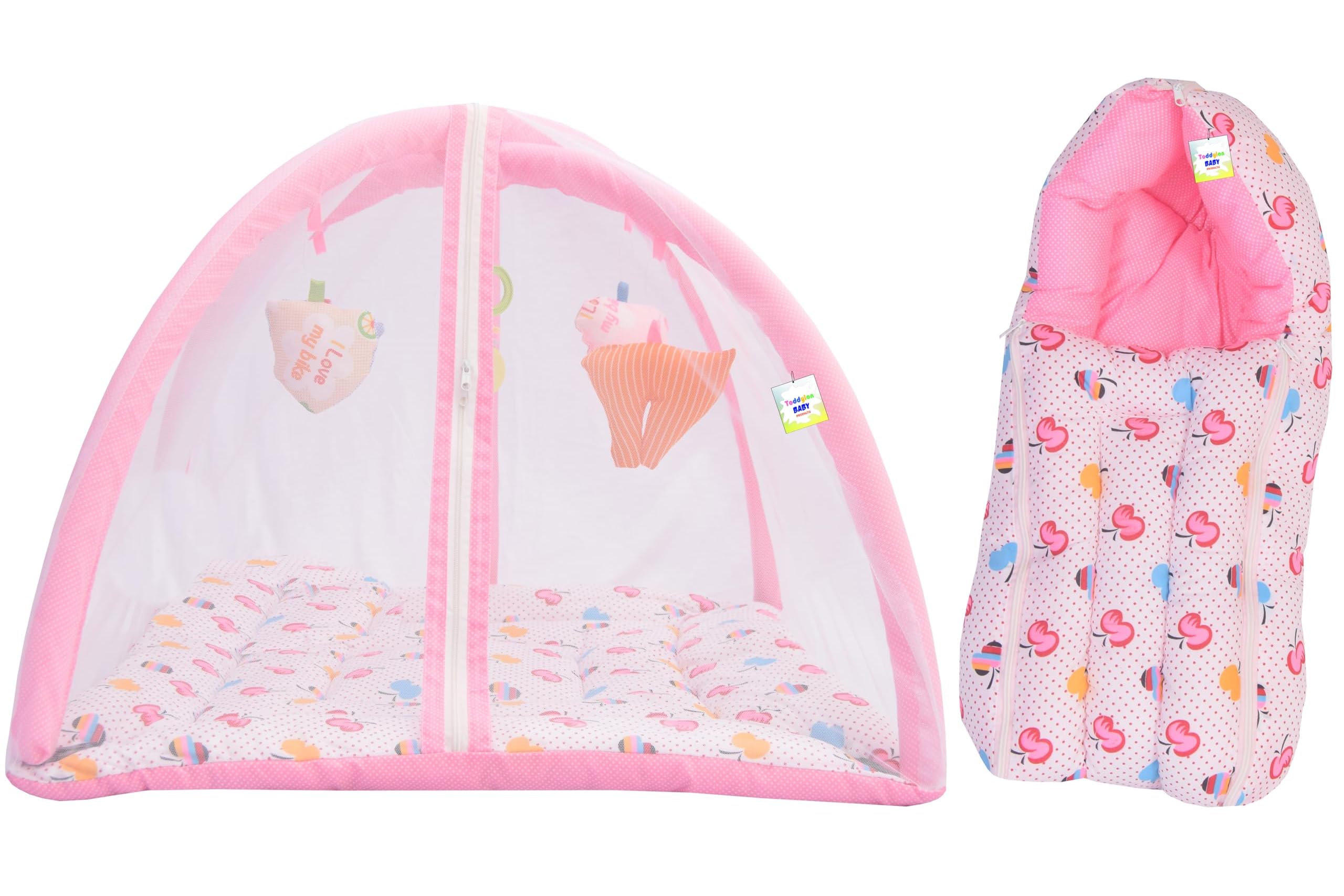 Toddylon Baby Bedding Set New Born Baby Bed | Mattress | Mosquito Net | Carry Bag | Essentials | Carry Bag | Cotton Combo | Infant beds | Products (0-6 Months) (2PCS Set)