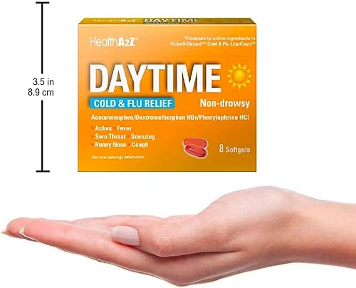 Miniatura 8 de HealthA2Z Alivio diurno para el resfriado y la gripe -  8 unidades de cápsulas blandas (paquete de 24)  (192 cápsulas blandas)  Comparar con Vicks