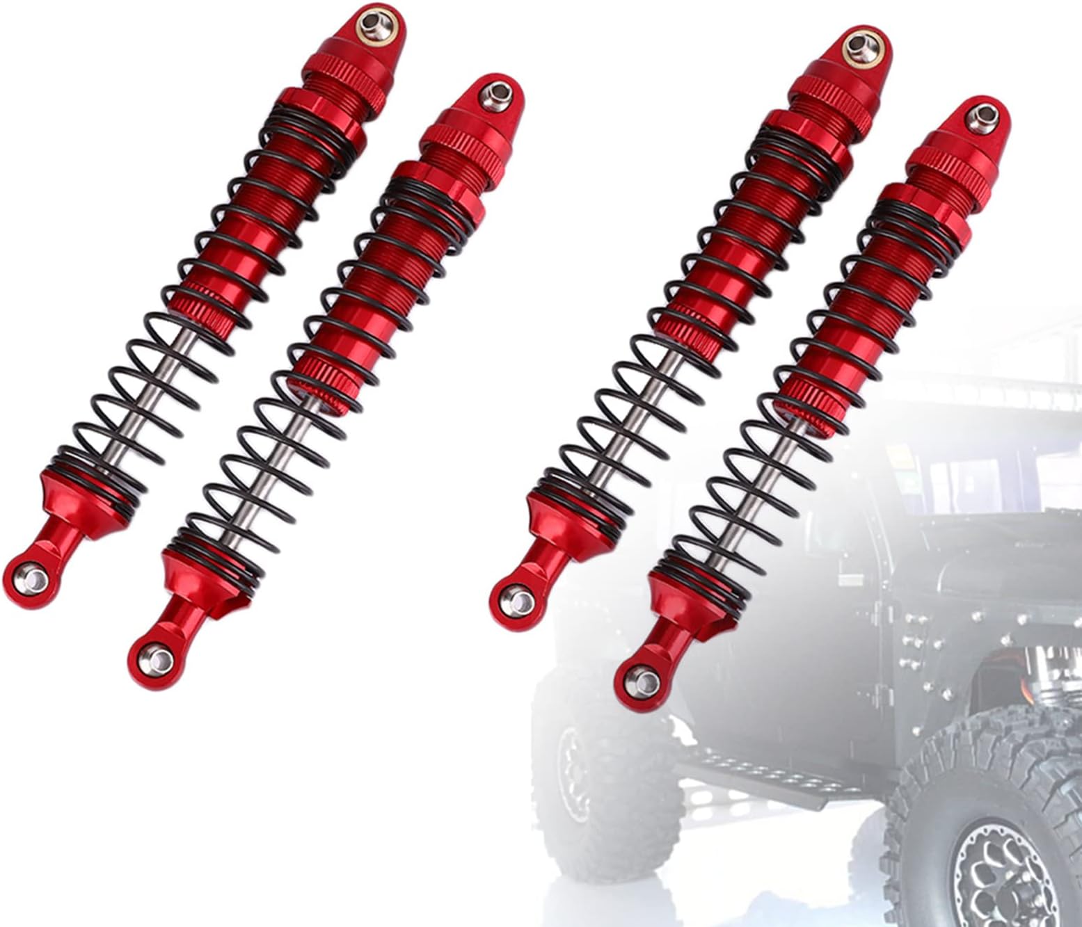 4pcs RC Shock Absorber Kit, Aluminium Alloy Absorber Damper Upgrades Parts for SCX10 D90 1/10 RC Crawler Car (100mm) Suspension 1/10