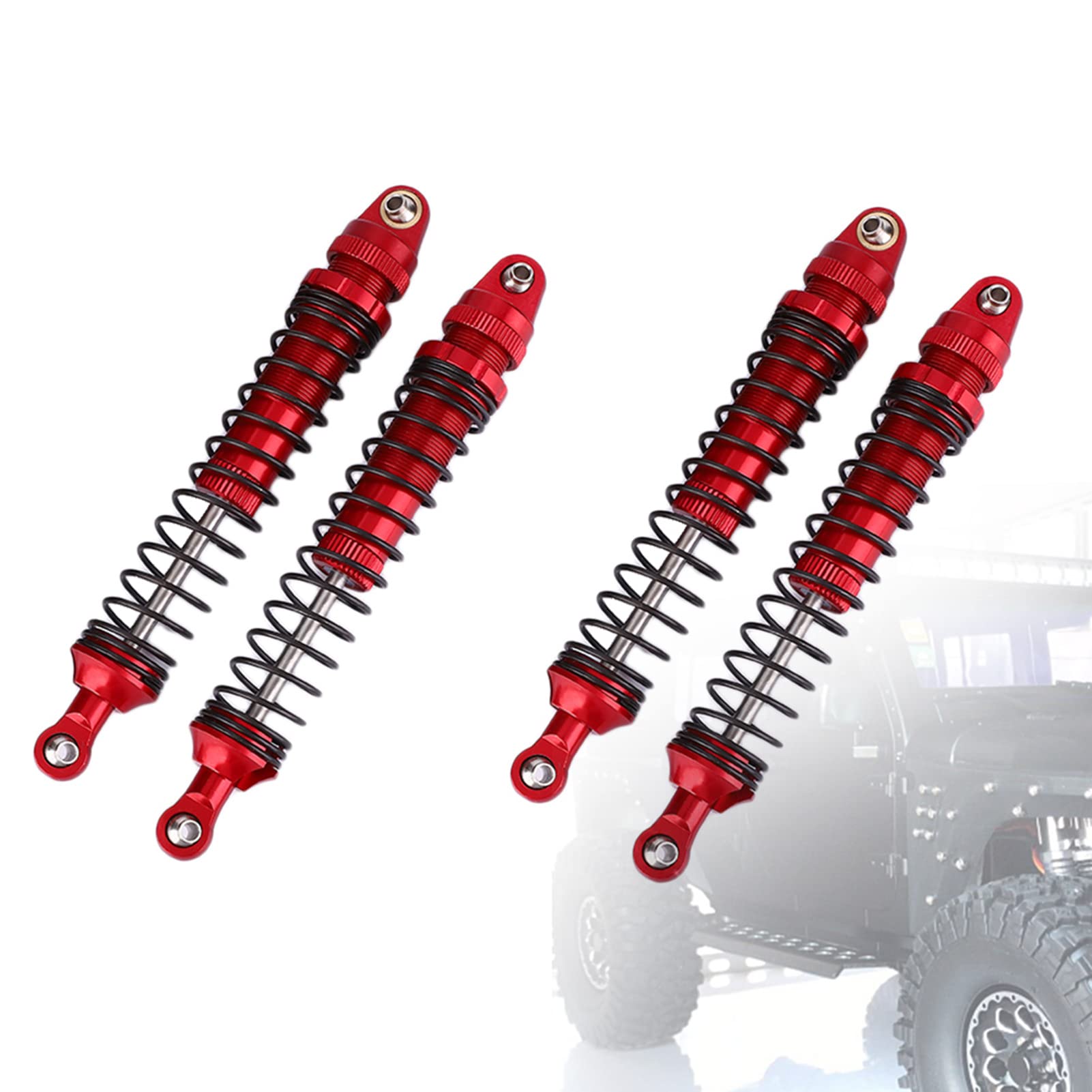 4pcs RC Shock Absorber Kit, Aluminium Alloy Absorber Damper Upgrades Parts for SCX10 D90 1/10 RC Crawler Car (100mm) Suspension 1/10