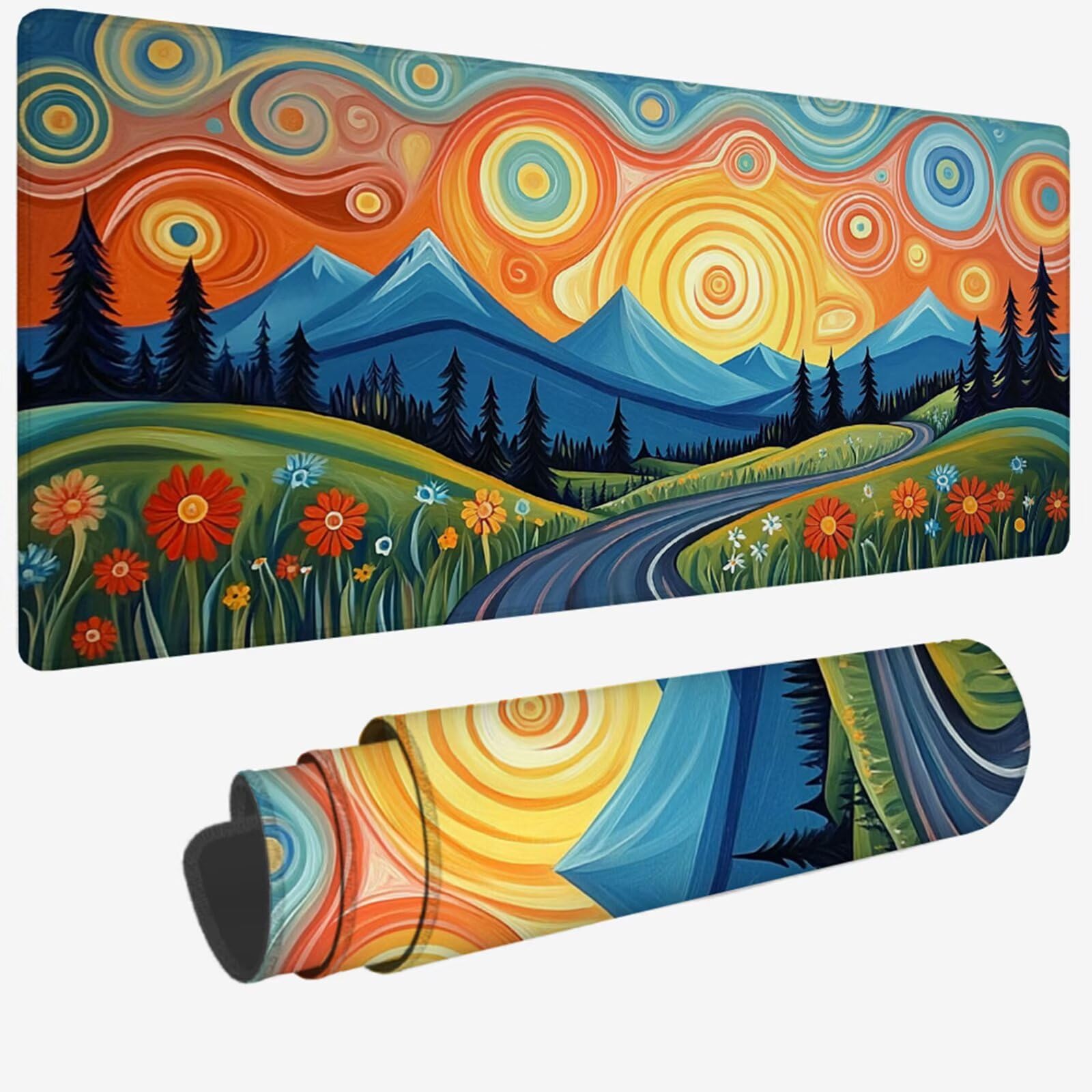 Podkładka pod mysz XXL 1500 x 800 x 3 MM, kolorowa duża podkładka pod mysz z wodoodporną i antypoślizgową gwiaździstym niebem pod ręką zszyte krawędzie, poprawia precyzję i szybkość dla gracza W-560