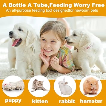 Puppy Bottles for Nursing,Puppys Bottles for Nursing Newborn Puppy,Syringe for Feeding Cat Bottle for Kittens,New Upgrade Kitten Silicone Newborn Supplies (Yellow)